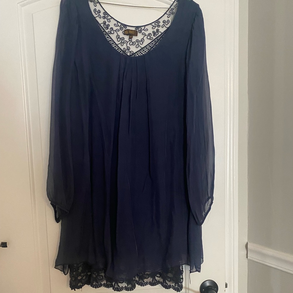 Amanti Silk dress with lace underlay